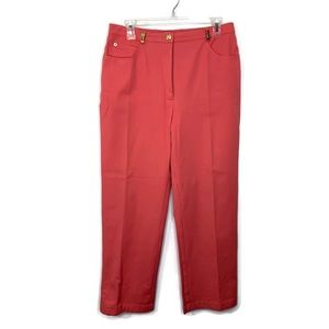 St‎ John Sport Coral Pink Pants Gold Accents Sz 10